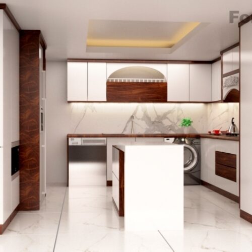 طراحی سه بعدی کابینت آشپزخانه، نما، دکوراسیون داخلی