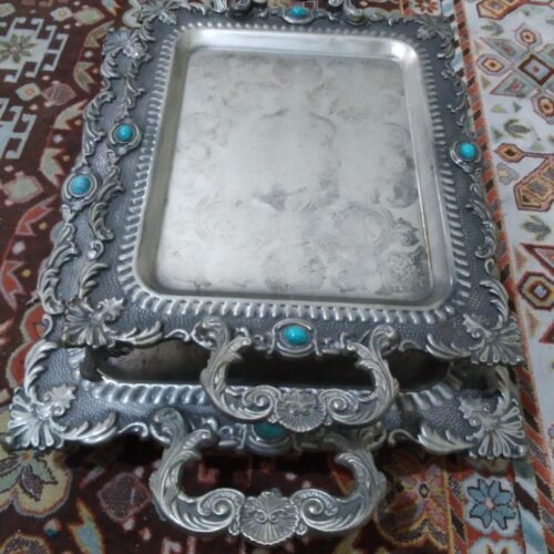دوعدد سینی طرح دار قدیمی