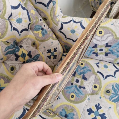 تابلوی منبت کاری با مس و قاب چوب تماما کار دست