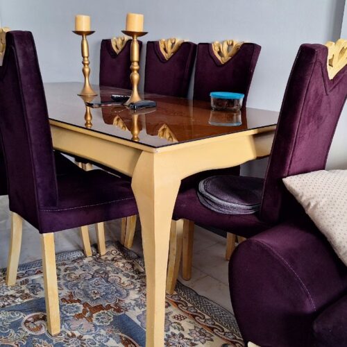 مبل ومیز ناهارخوری 8نفره و4تاعسلی ویه میز وسط