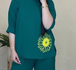 ست تونیک وشلوار ابروبادی گرم بالا رنگبندی دارد فری سایز و قواره بزرگ