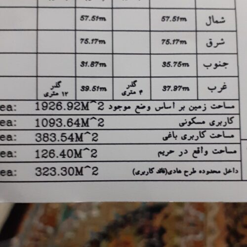 1926 متر زمین