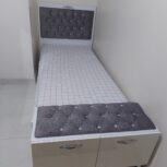 سرویس خواب چوبی سفید  یک نفره با دراور و کمد
