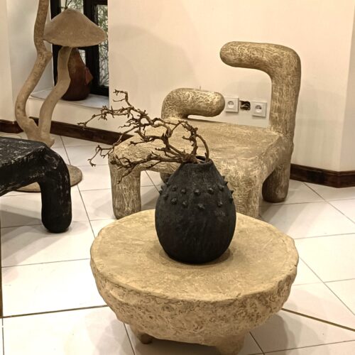 نشیمنگاه  ، میز طرح سنگ ،پاپیه  ماشه چوب راش و آهن