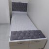 تخت و سرویس خواب چوبی  تک نفره سفید در حد نو