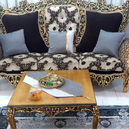 سرویس مبل استیل ورقه طلایی