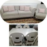 مبل راحتی هفت نفره و میز ناهارخوری 4 نفره