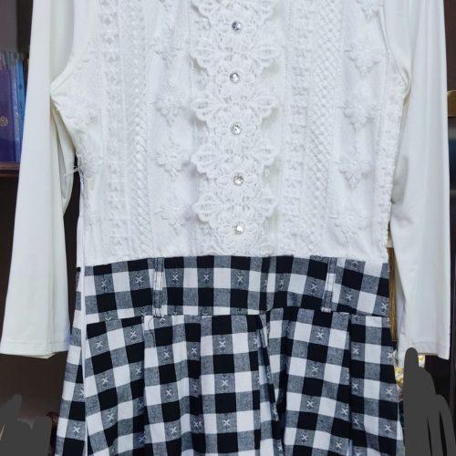 پیراهن سرهم دورنگ سفید و مشکی