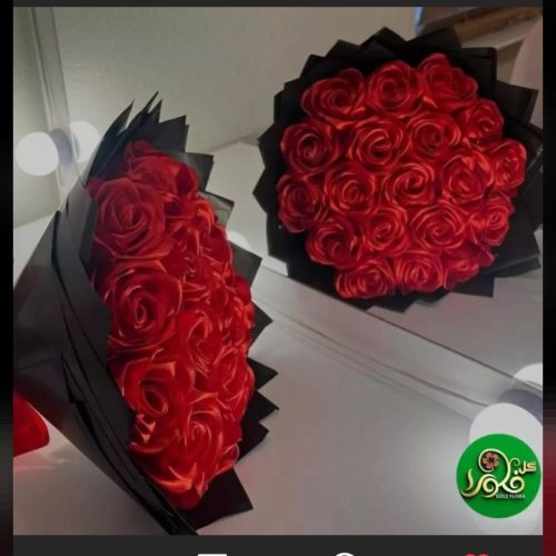 باکس گل و دسته گل رز روبانی