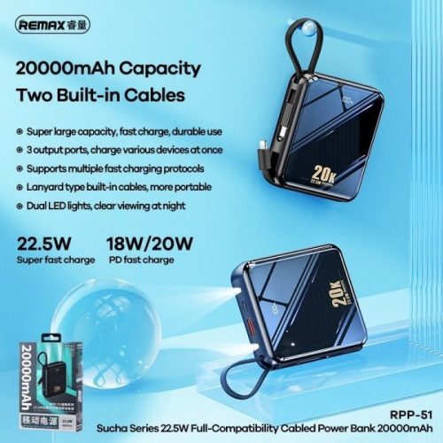 پاوربانک ریمکس مدل Pino RPP-51 ظرفیت 20000 میلی آمپر ساعت
