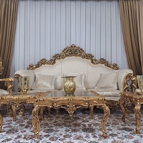 مبلمان سلطنتی طرح مصری (9نفره با یه میزعسلی بزرگ ودوعسلی کوچیک)