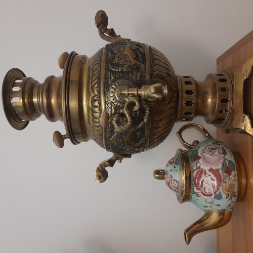 سینی قدیمی ورشو و سماور برنجی جدید