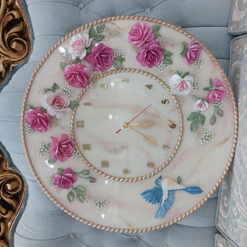 ساعت رزین گل برجسته