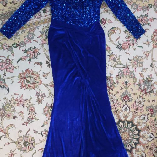 لباس مجلسی ماکسی مخمل پولکی زنانه