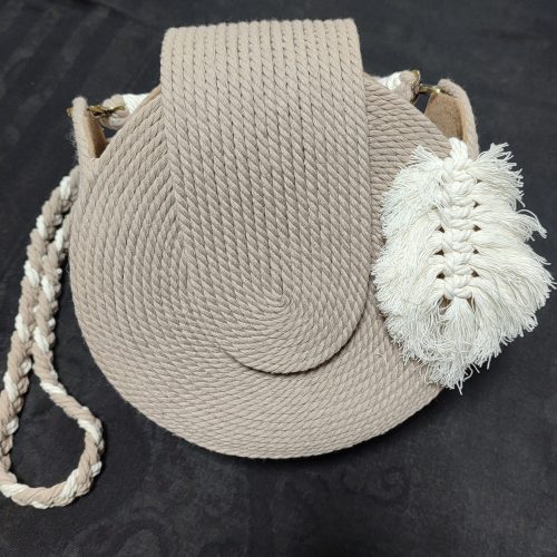 ست صندل مکرومه و کیف نو