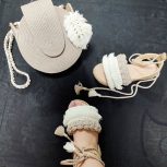 ست صندل مکرومه و کیف نو