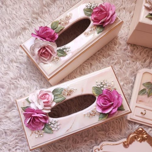 ساعت رزین گل برجسته