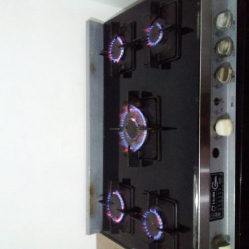 اجاق گاز استیل صحفه ای شیشه ای طرح فر رنگ توسی