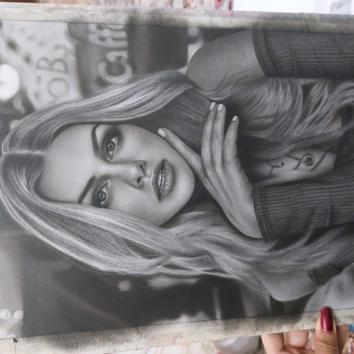 نقاشی چهره سیاه قلم