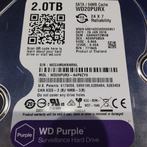 فروش‌هارد اینترنال 2 ترا وسترن بنفش کاملا سالم و کم استفاده مناسب کامپیوتر و dvr