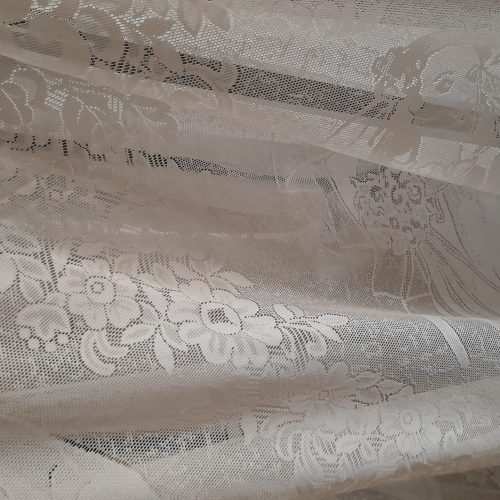 پارچه پرده توری جنس اصلی نخ پنبه طرح گل و عروس و داماد