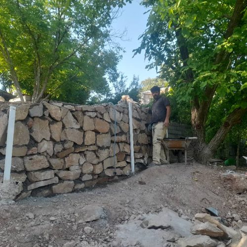 بلوک چینی، دیوار سنگی، پلاستر سیمان