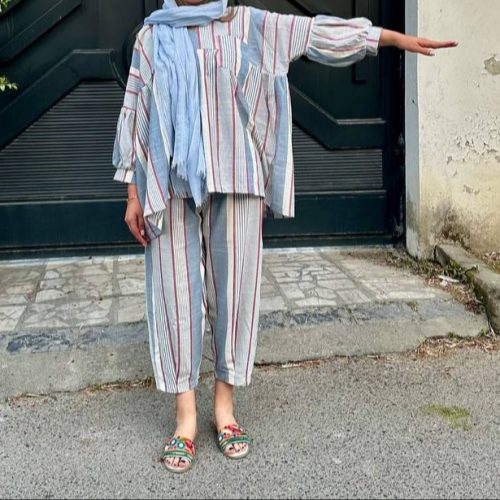 ست مانتو شلوار نخی