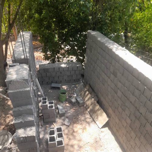 بلوک چینی، دیوار سنگی، پلاستر سیمان