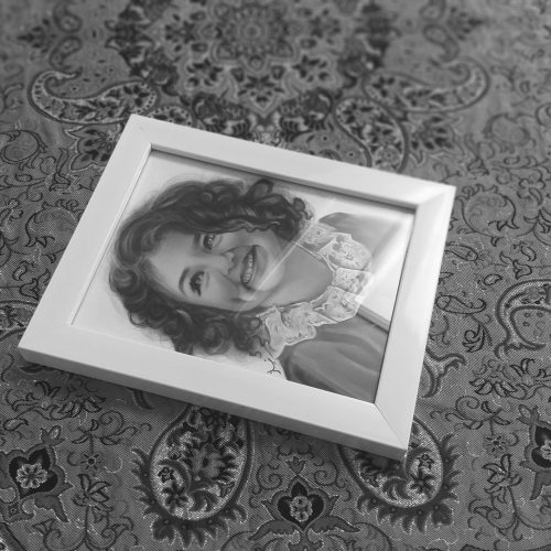 تابلو نقاشی هنری 17×13 تکنیک سیاه قلم