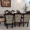 مبل 9 نفره چوب اصل، همراه نهارخوری هشت نفره، میز تلویزیون، چهار عدد صندلی اپن