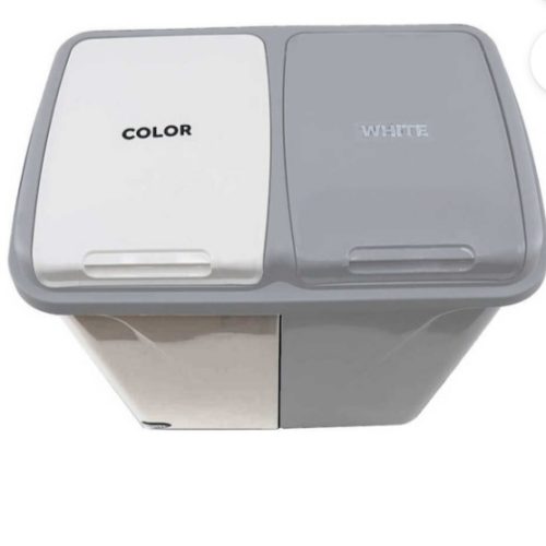 مارک  vielot سبد لباسشویی دو محفظه  خاکستری سفید 90 لیتری