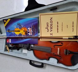 ویولن در حد نو به همراه شولدر و کتاب و آرشه 8 پر