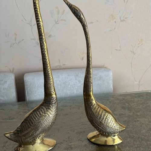 گل و گلدان و قو برنجی