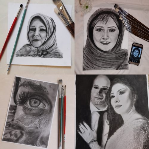 نقاشی سیاه قلم در ابعاد مختلف