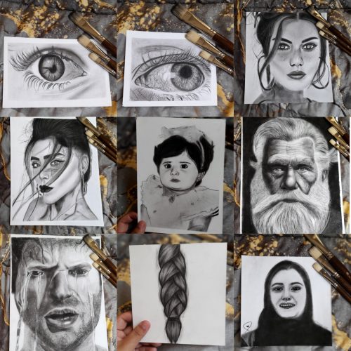 نقاشی سیاه قلم در ابعاد مختلف