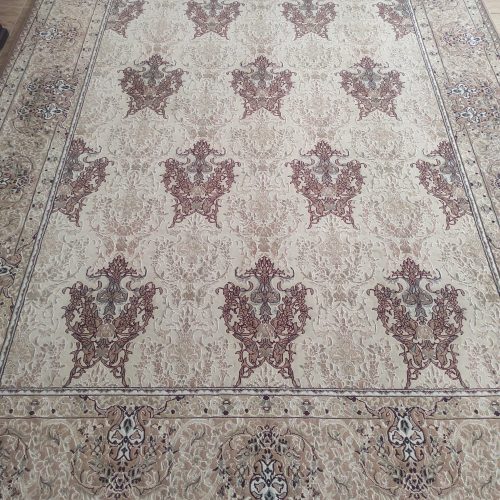 سه قطعه فرش کرم رنگ گل برجسته