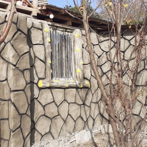 ترح سنگ با کنده درخت فرش سنگ با سیمان در خدمتم کرمان