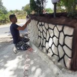 ترح سنگ با کنده درخت فرش سنگ با سیمان در خدمتم کرمان