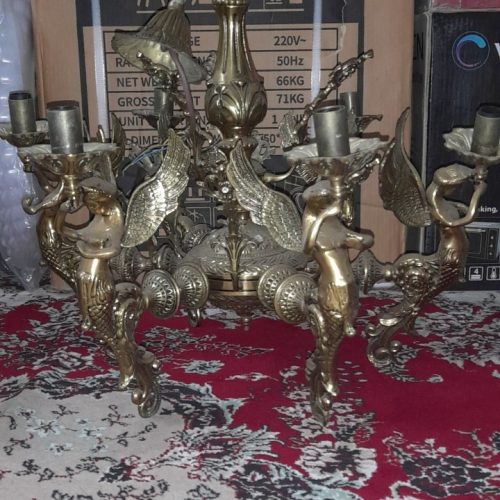 یک جفت لوستر طرح فرشته رنگ آنتیک