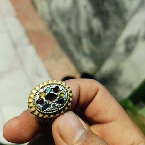 انگشتر نقره 9 جواهر