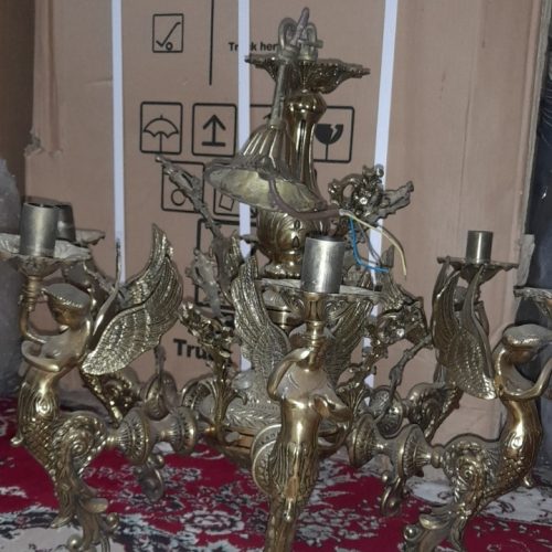 یک جفت لوستر طرح فرشته رنگ آنتیک