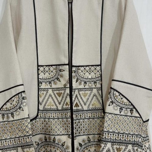 کت لینن سوزن دوزی هندی همراه پولک دوزی هندی