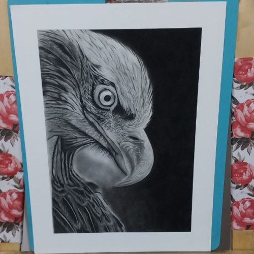 تابلو سیاه قلم طرح عقاب همراه با قاب