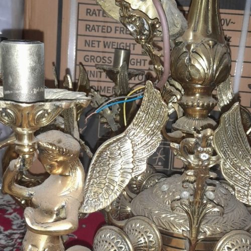 یک جفت لوستر طرح فرشته رنگ آنتیک