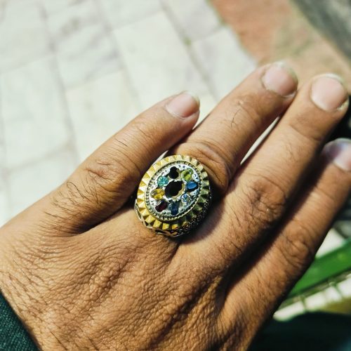 انگشتر نقره 9 جواهر