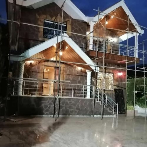 نقاشی  ساختمان و کناف وچوب