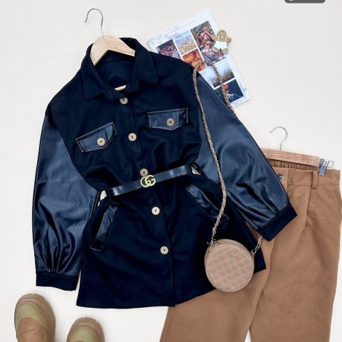 مانتو آستین چرم سویت