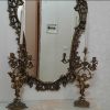 آیینه و کنسول و شمعدان برنز با سنگ مرمر