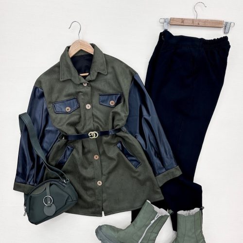 مانتو آستین چرم سویت