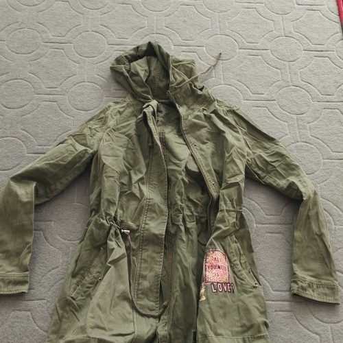 مانتو پاییزی کلاه دار کتانی